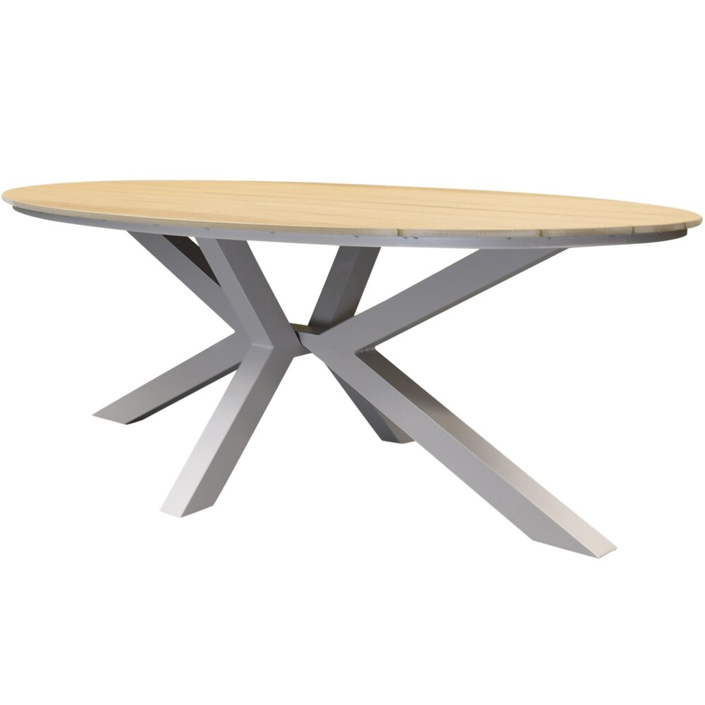 AVH-Collectie Showroommodel Saigon Salvador dining tuinset ovaal 220x115xH75 cm 7 delig polywood zand