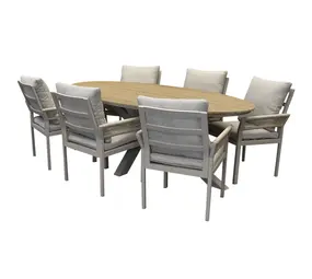 AVH-Collectie Showroommodel Saigon Salvador dining tuinset ovaal 220x115xH75 cm 7 delig polywood zand