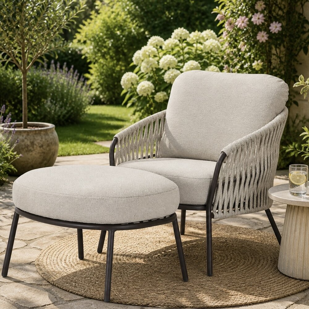 AVH-Collectie Sarenza lounge balkonset 2 delig zand rope terre frame
