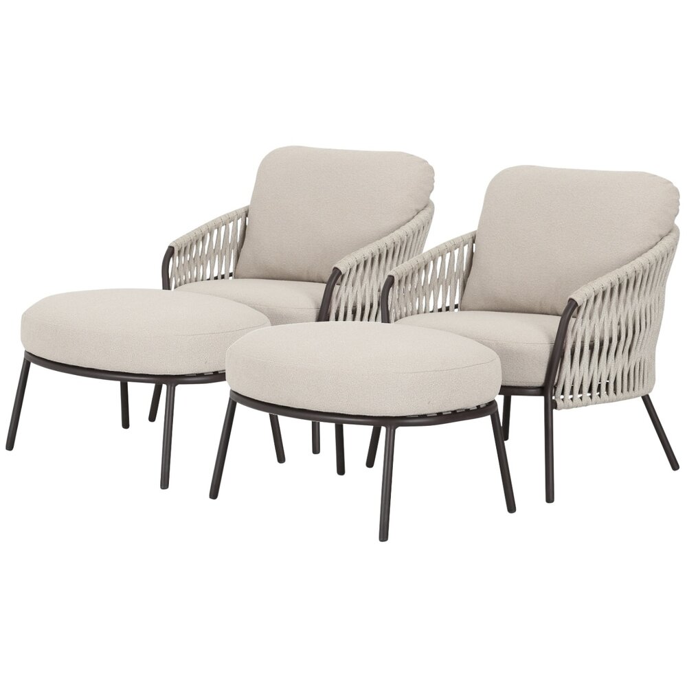 AVH-Collectie Sarenza lounge balkonset 4 delig zand rope terre frame