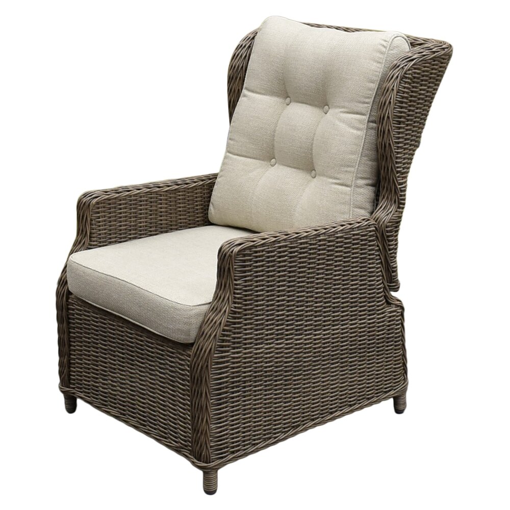 AVH-Collectie Ibiza lounge tuinstoel verstelbaar bruin wicker | naturel mixed weave kussens