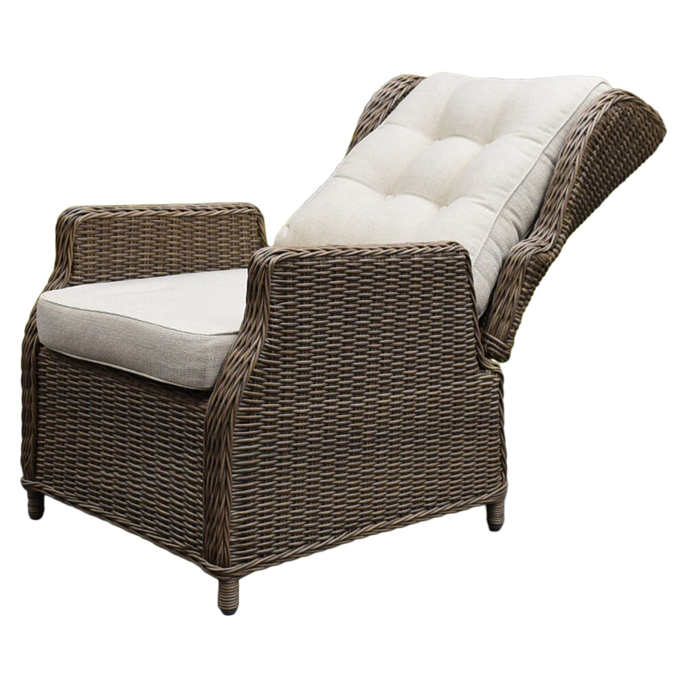 AVH-Collectie Ibiza lounge tuinstoel verstelbaar bruin wicker | naturel mixed weave kussens