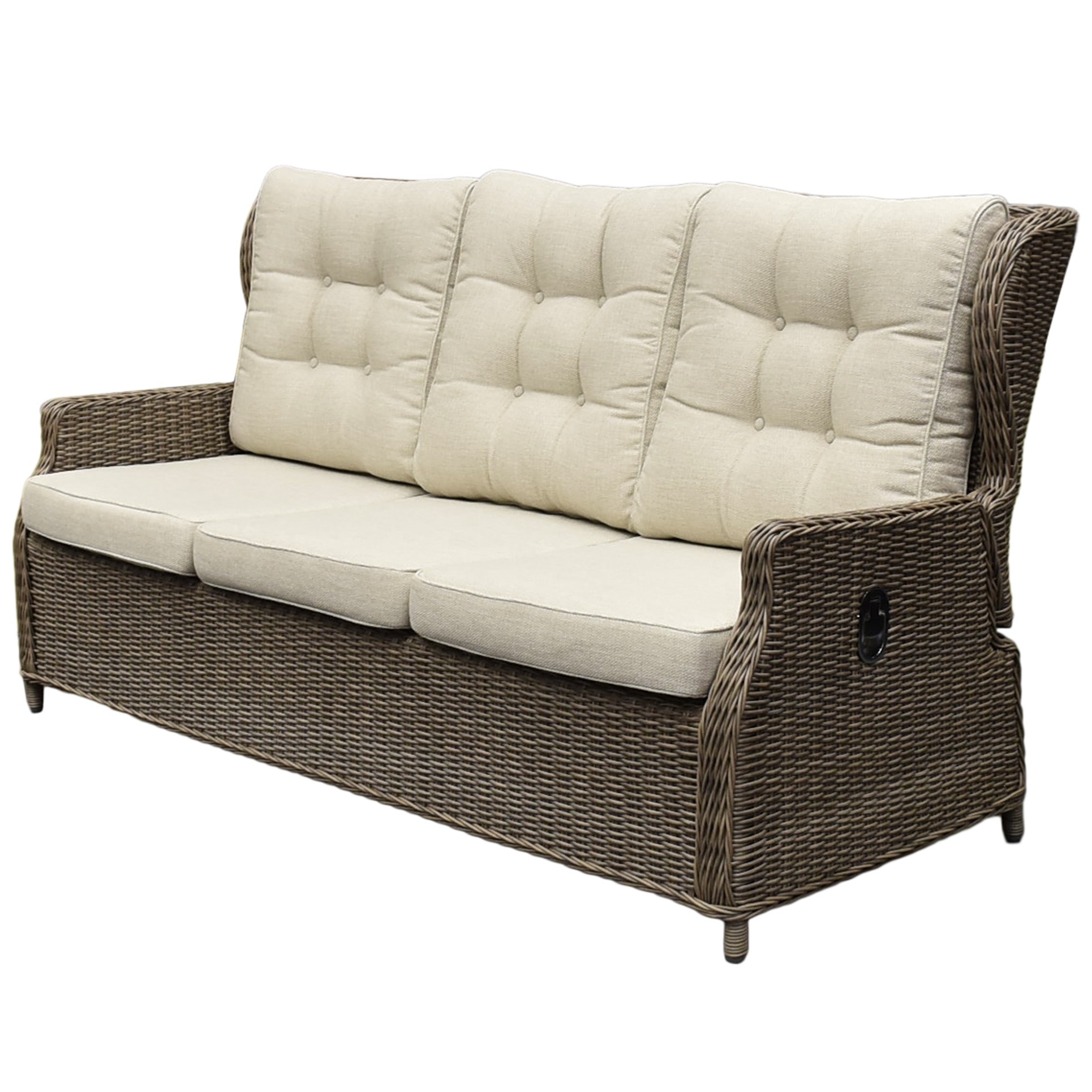 AVH-Collectie Ibiza 3-zitsbank verstelbaar bruin wicker &VerticalLine; naturel mixed weave kussens