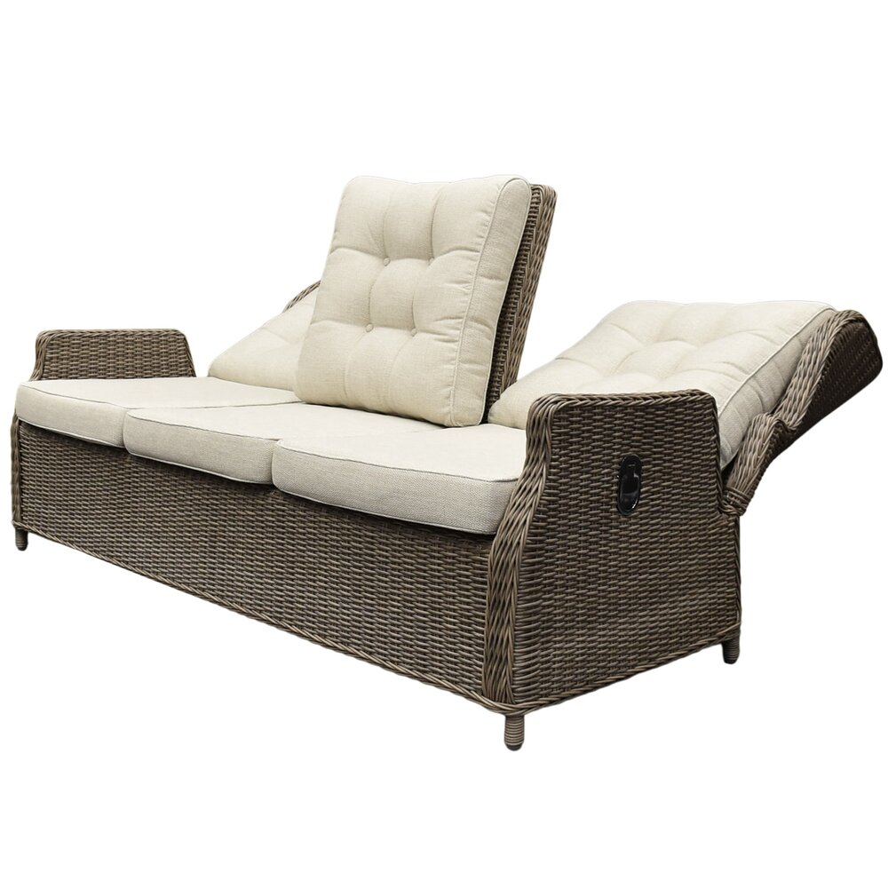 AVH-Collectie Ibiza 3-zitsbank verstelbaar bruin wicker | naturel mixed weave kussens