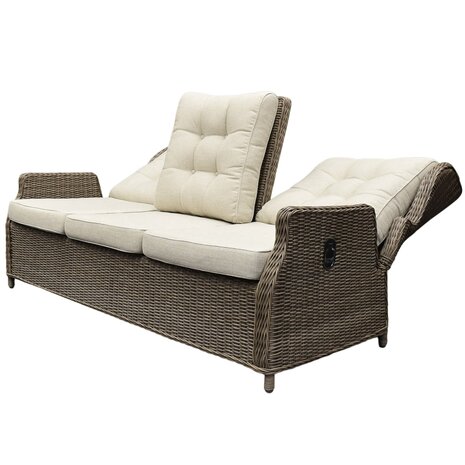AVH-Collectie Ibiza 3-zitsbank verstelbaar bruin wicker | naturel mixed weave kussens