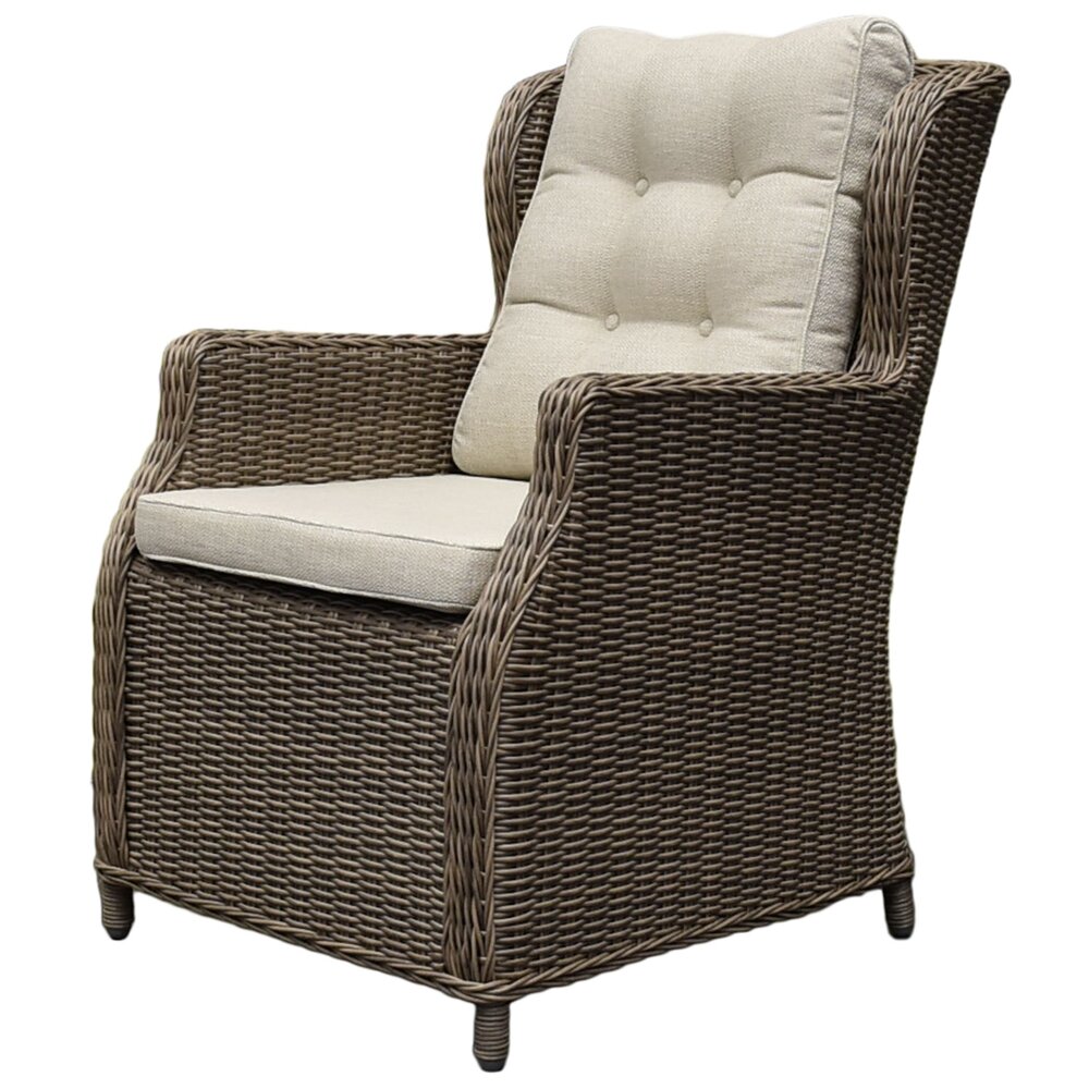 AVH-Collectie Ibiza dining tuinstoel bruin wicker | naturel mixed weave kussens