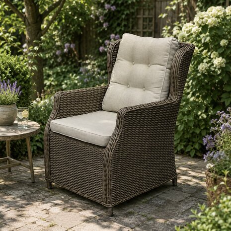 AVH-Collectie Ibiza dining tuinstoel bruin wicker | naturel mixed weave kussens