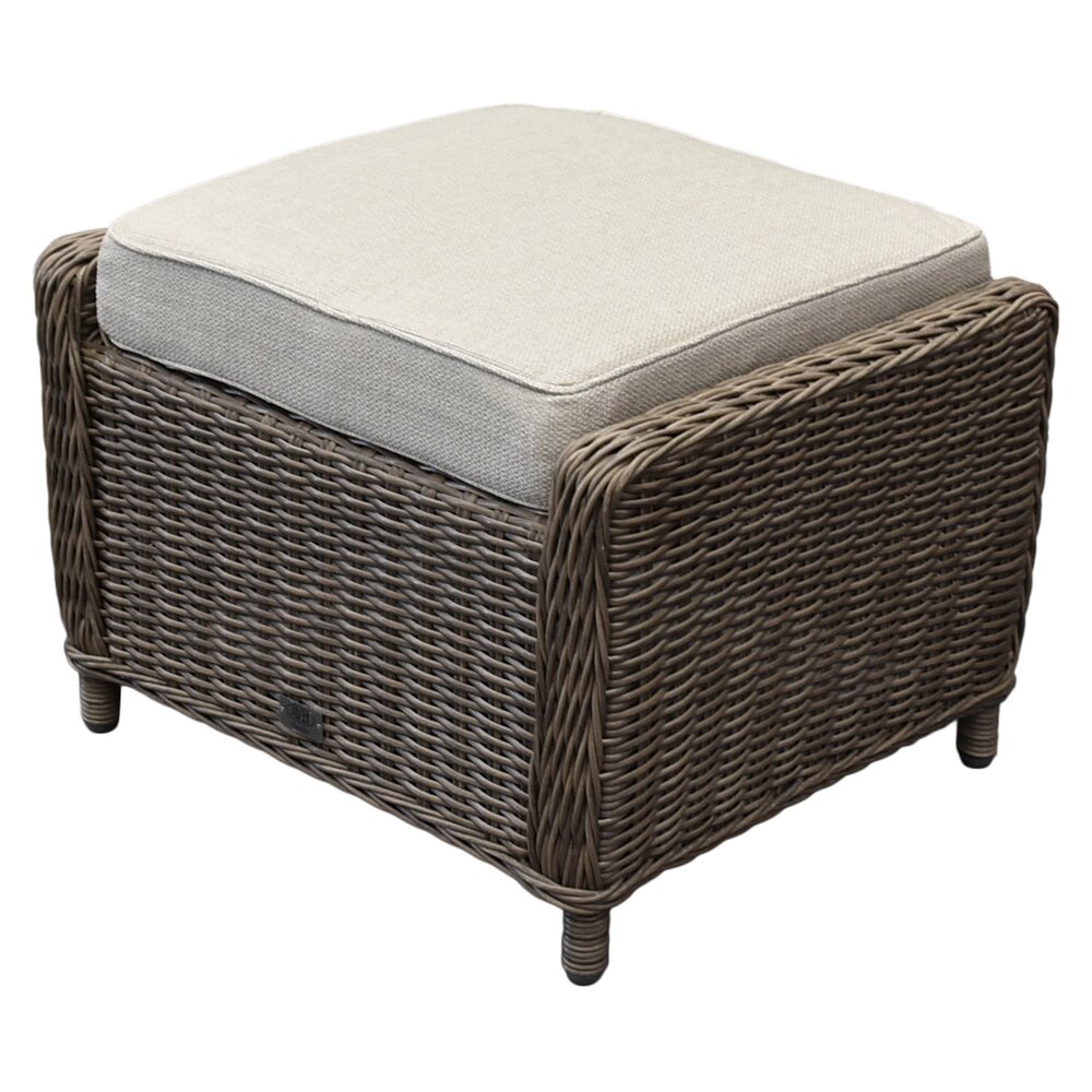 AVH-Collectie Ibiza voetenbank 64x52xH43 cm bruin wicker | naturel mixed weave kussen