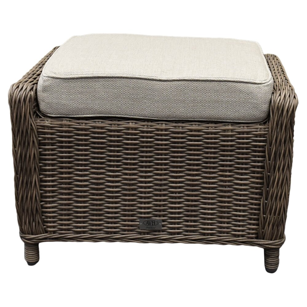 AVH-Collectie Ibiza voetenbank 64x52xH43 cm bruin wicker | naturel mixed weave kussen