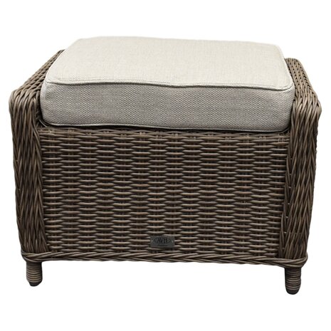 AVH-Collectie Ibiza voetenbank 64x52xH43 cm bruin wicker | naturel mixed weave kussen