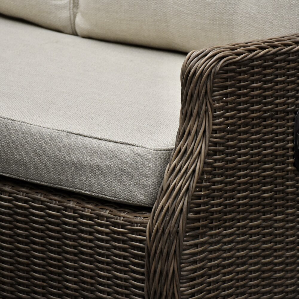 AVH-Collectie Ibiza stoel bank dining verstelbare loungeset 4 delig bruin wicker | naturel mixed weave kussen