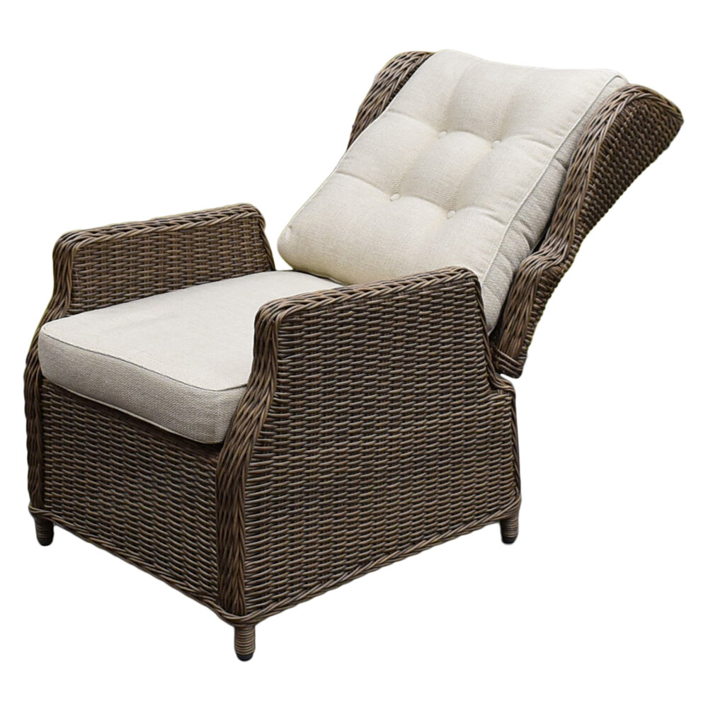 AVH-Collectie Ibiza stoel bank dining verstelbare loungeset 4 delig bruin wicker | naturel mixed weave kussen