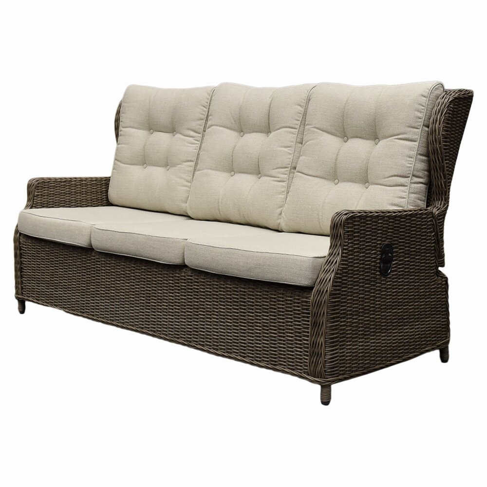 AVH-Collectie Ibiza stoel bank dining verstelbare loungeset 4 delig bruin wicker | naturel mixed weave kussen