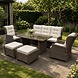 AVH-Collectie Ibiza stoel bank dining verstelbare loungeset 6 delig bruin wicker | naturel mixed weave kussen