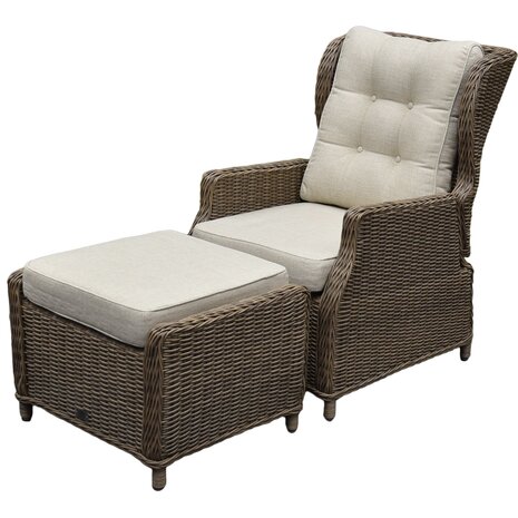 AVH-Collectie Ibiza stoel bank dining verstelbare loungeset 6 delig bruin wicker | naturel mixed weave kussen