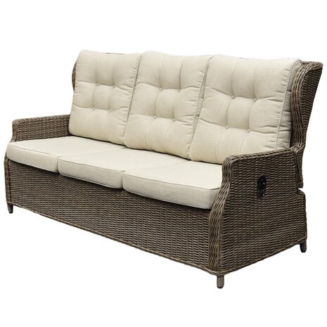 AVH-Collectie Ibiza stoel bank dining verstelbare loungeset 6 delig bruin wicker | naturel mixed weave kussen