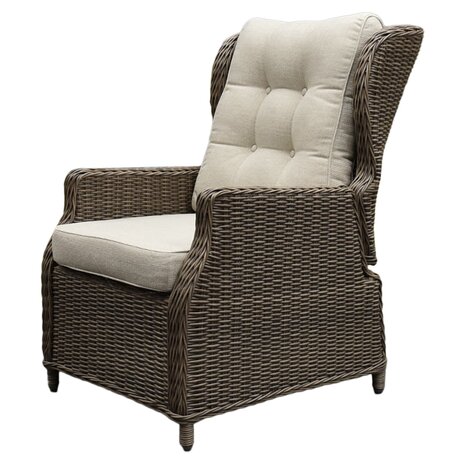 AVH-Collectie Ibiza lounge banlkonset verstelbaar 2 delig bruin wicker | naturel mixed weave kussen