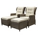 AVH-Collectie Ibiza lounge balkonset verstelbaar 4 delig bruin wicker | naturel mixed weave kussen