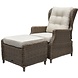 AVH-Collectie Ibiza lounge balkonset verstelbaar 4 delig bruin wicker | naturel mixed weave kussen