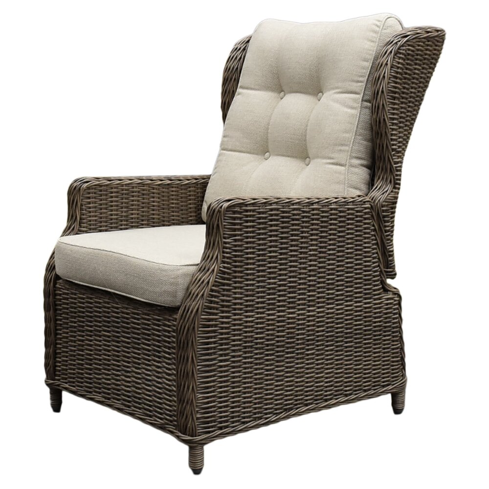 AVH-Collectie Ibiza lounge balkonset verstelbaar 4 delig bruin wicker | naturel mixed weave kussen
