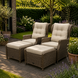 AVH-Collectie Ibiza lounge balkonset verstelbaar 4 delig bruin wicker | naturel mixed weave kussen
