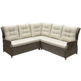 AVH-Collectie Ibiza hoek loungeset 3 delig verstelbaar bruin wicker | naturel mixed weave kussen AVH-Collectie Ibiza hoek loungeset 3 delig verstelbaar bruin wicker | naturel mixed weave kussen