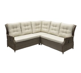 AVH-Collectie Ibiza hoek loungeset 3 delig verstelbaar bruin wicker | naturel mixed weave kussen