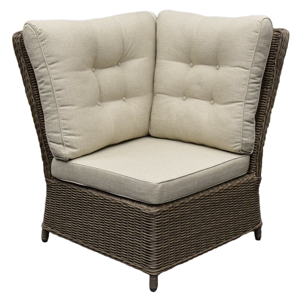 AVH-Collectie Ibiza hoek loungeset 3 delig verstelbaar bruin wicker | naturel mixed weave kussen