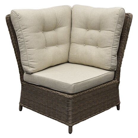 AVH-Collectie Ibiza hoek loungeset 3 delig verstelbaar bruin wicker | naturel mixed weave kussen