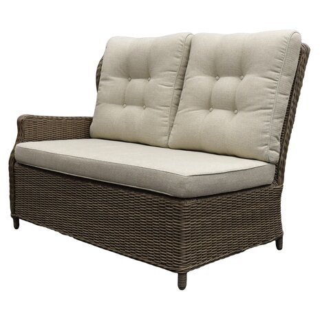 AVH-Collectie Ibiza hoek loungeset 4 delig verstelbaar bruin wicker | naturel mixed weave kussen