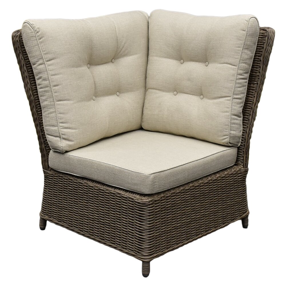 AVH-Collectie Ibiza hoek loungeset 4 delig verstelbaar bruin wicker | naturel mixed weave kussen