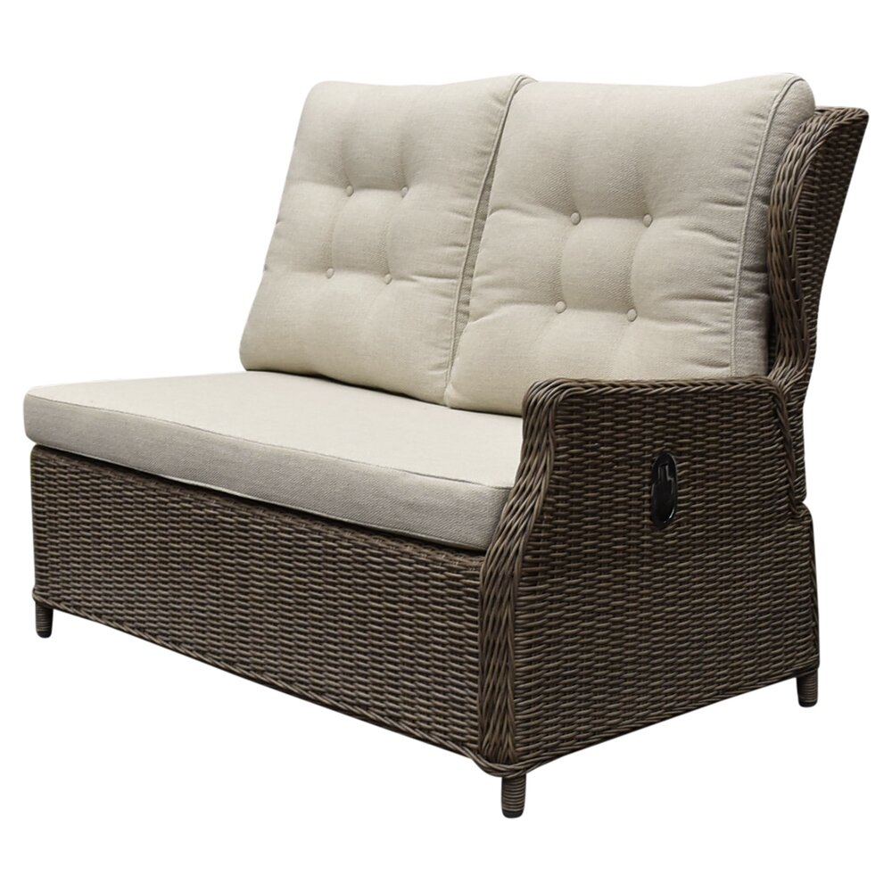 AVH-Collectie Ibiza hoek loungeset 4 delig verstelbaar bruin wicker | naturel mixed weave kussen