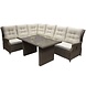 AVH-Collectie Ibiza dining hoek loungeset 5 delig verstelbaar bruin wicker | naturel mixed weave kussen