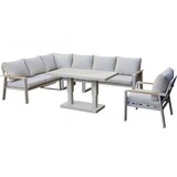 AVH-Collectie Lola dining hoek loungeset 6 delig verstelbare tafel latte zand