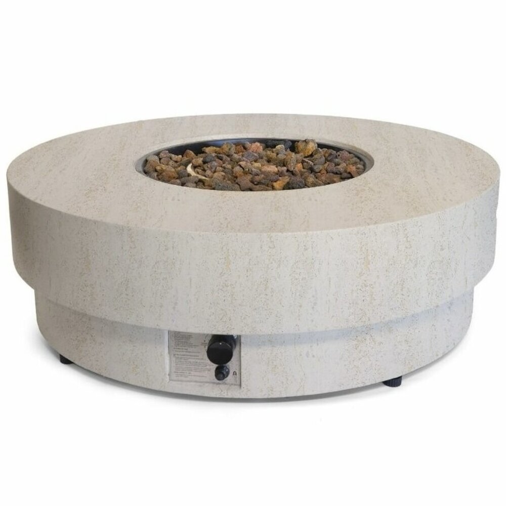 Happy Cocooning Happy Cocooning vuurtafel Estate rond 105 cm rond travertin Happy Cocooning Happy Cocooning vuurtafel Estate rond 105 cm rond travertin