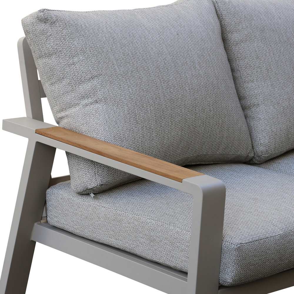 AVH-Collectie Lola hoek loungeset 5-delig aluminium latte zand teak