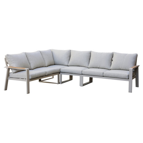 AVH-Collectie Lola hoek loungeset 5-delig aluminium latte zand teak