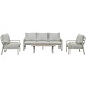 AVH-Collectie Lola stoel bank loungeset 4 delig latte zand aluminium teaktafel