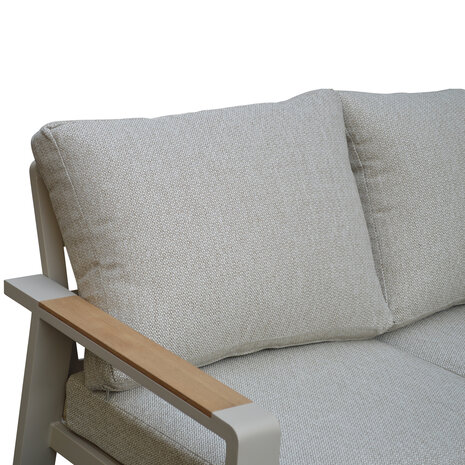 AVH-Collectie Lola stoel bank loungeset 4 delig latte zand aluminium teaktafel