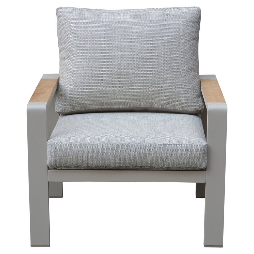 AVH-Collectie Lola stoel bank loungeset 4 delig latte zand aluminium teaktafel