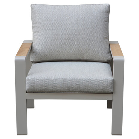 AVH-Collectie Lola stoel bank loungeset 4 delig latte zand aluminium teaktafel