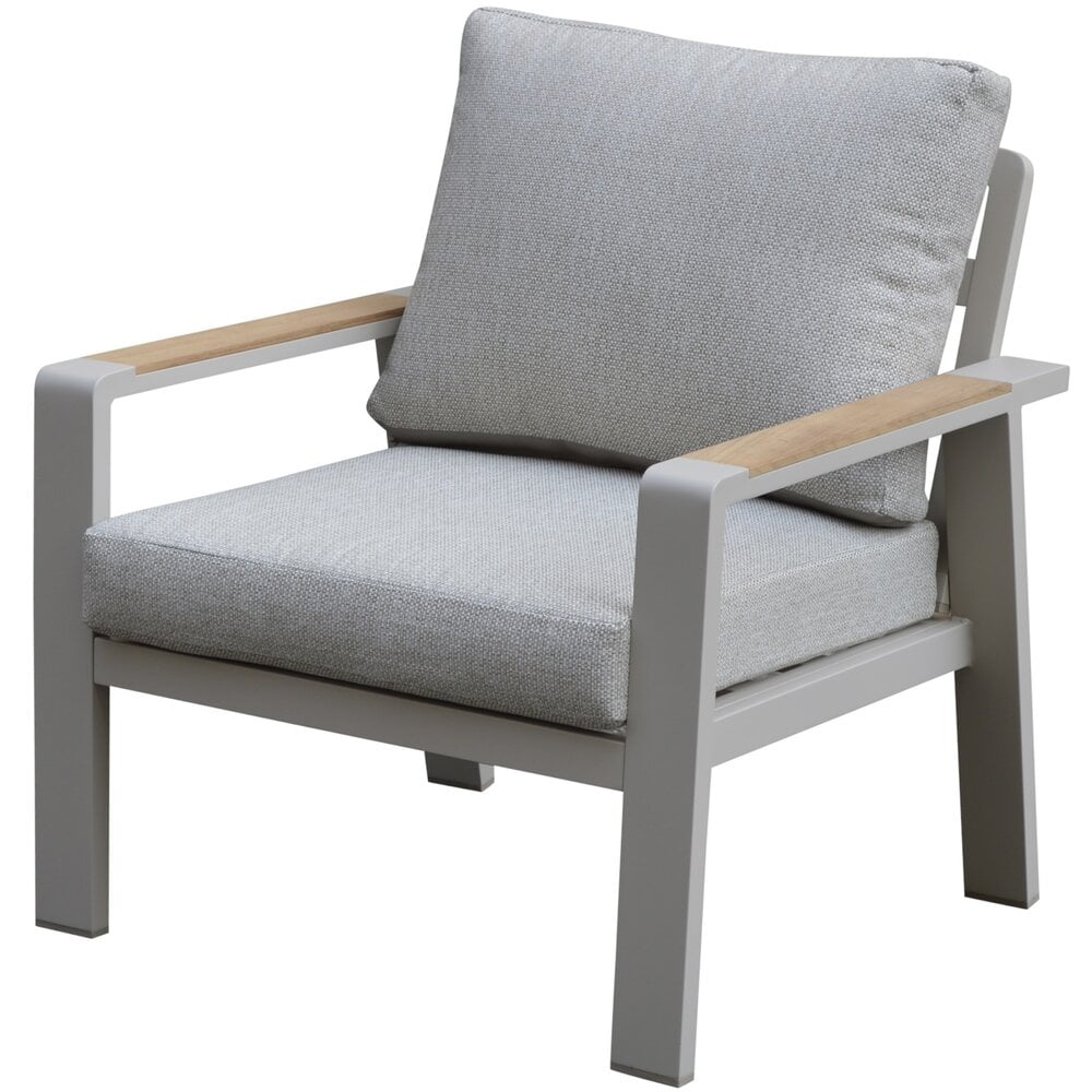 AVH-Collectie Lola stoel bank loungeset 4 delig latte zand aluminium teaktafel