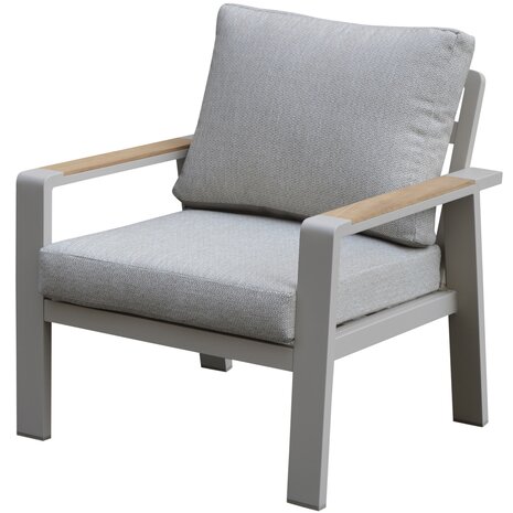 AVH-Collectie Lola stoel bank loungeset 4 delig latte zand aluminium teaktafel