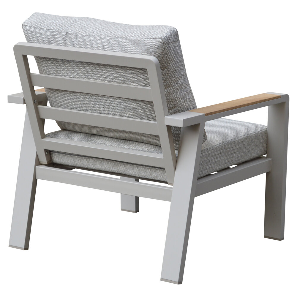 AVH-Collectie Lola stoel bank loungeset 4 delig latte zand aluminium teaktafel