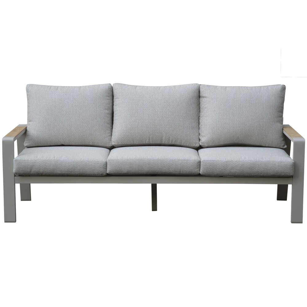 AVH-Collectie Lola stoel bank loungeset 4 delig latte zand aluminium teaktafel