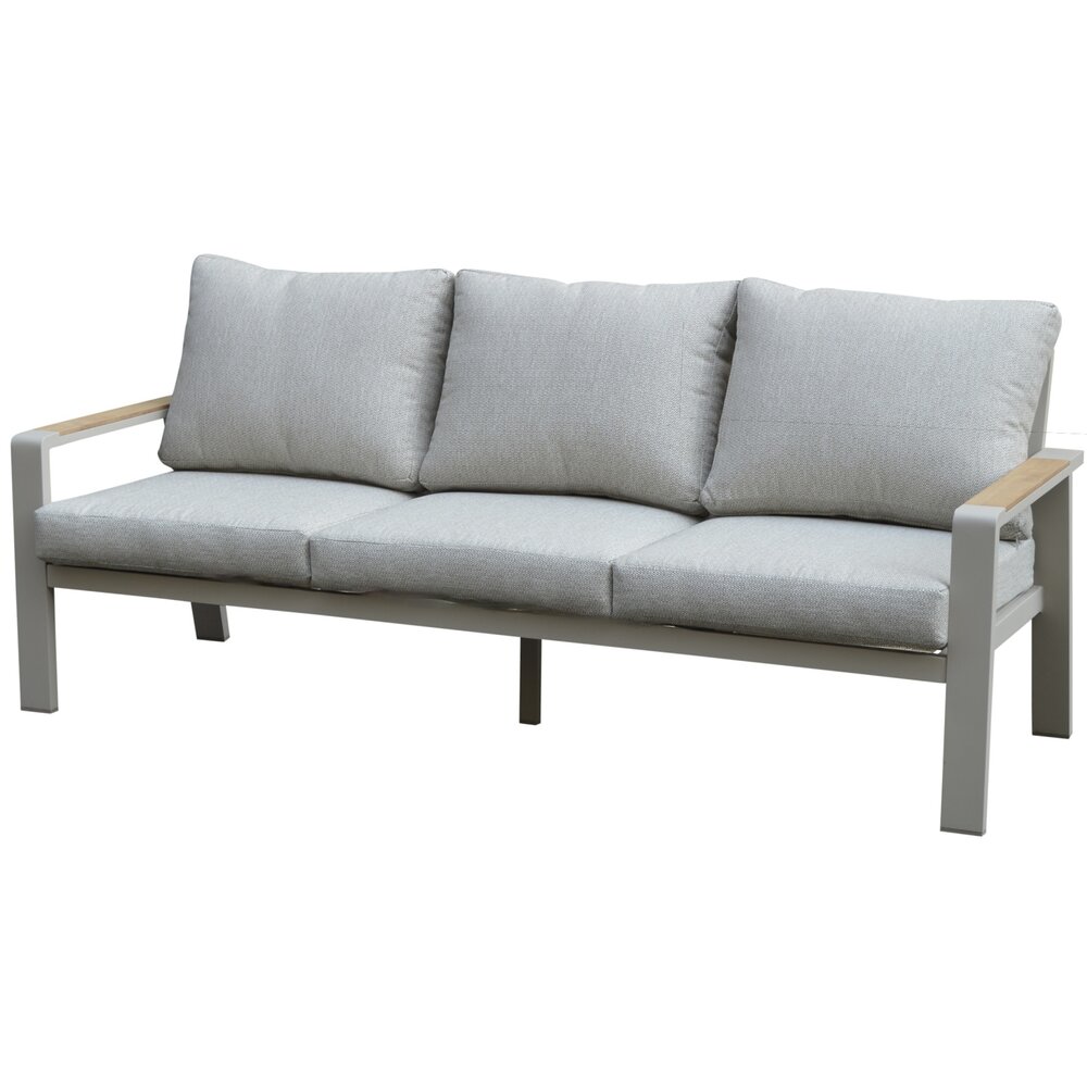 AVH-Collectie Lola stoel bank loungeset 4 delig latte zand aluminium teaktafel