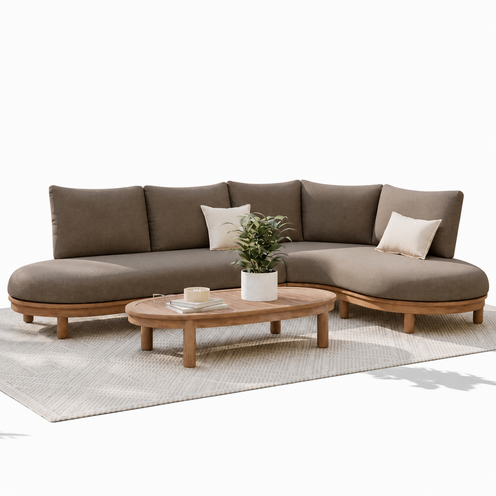 AVH-Collectie Eleganza organische hoek loungeset 3 delig hardhout AVH-Collectie Eleganza organische hoek loungeset 3 delig hardhout
