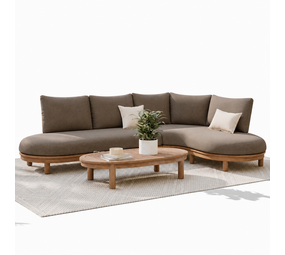AVH-Collectie Eleganza organische hoek loungeset 3 delig hardhout