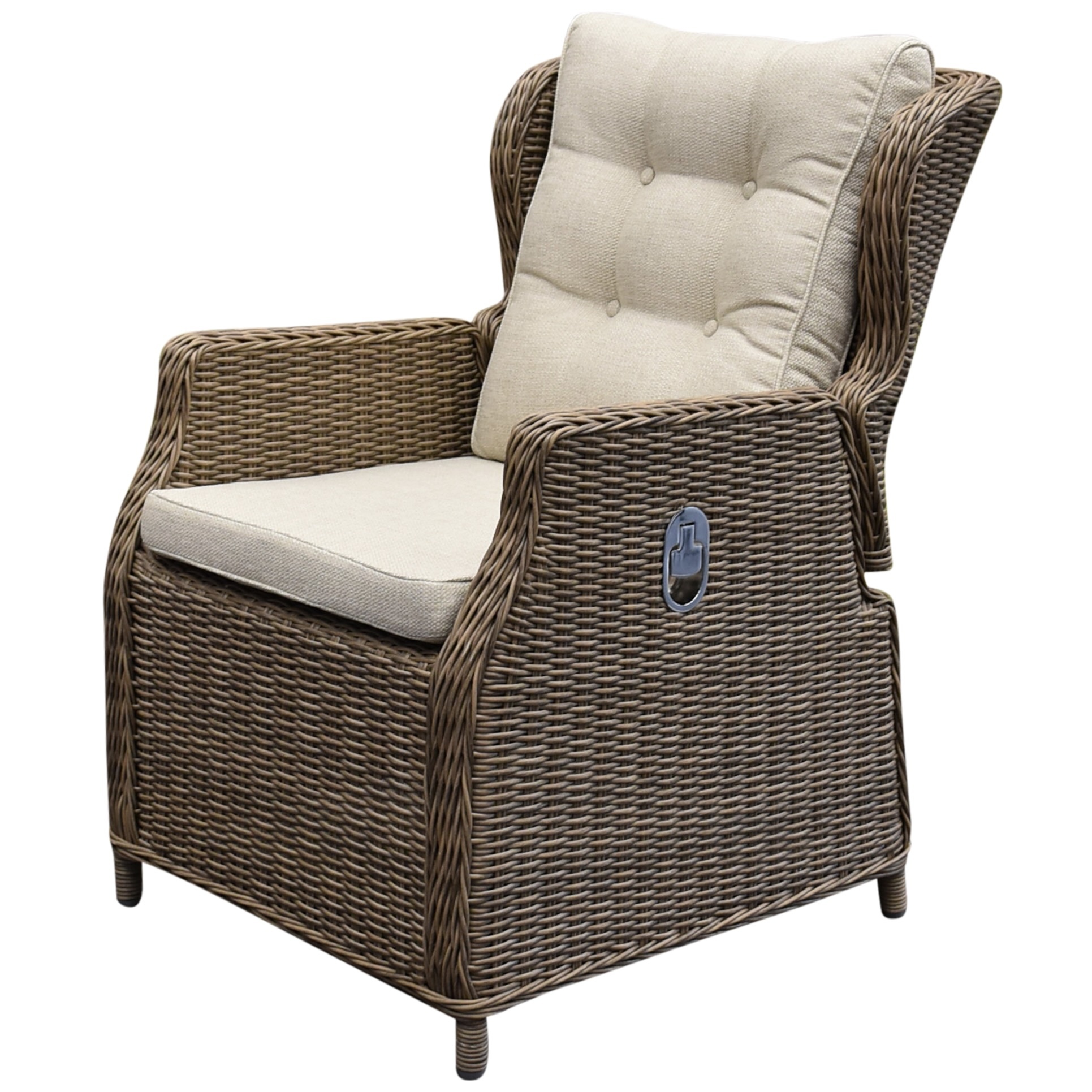 AVH-Collectie Ibiza dining tuinstoel verstelbaar bruin wicker &VerticalLine; naturel mixed weave kussens