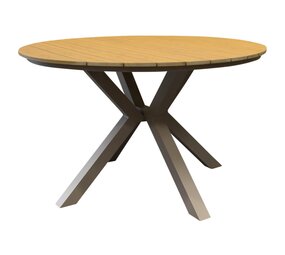 AVH-Collectie Quincy dining tuintafel latte 120xH75 cm rond polywood blad